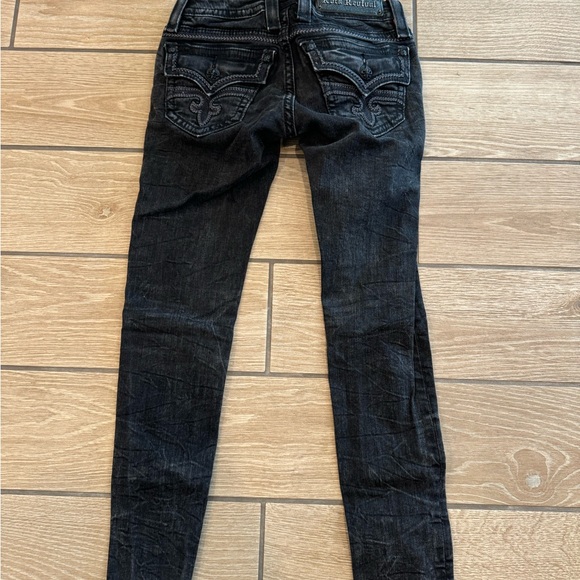 ROCK REVIVAL ANAIS SZ 24 SKINNY EMBROIDERED BLACK DENIM JEANS - Picture 12 of 16